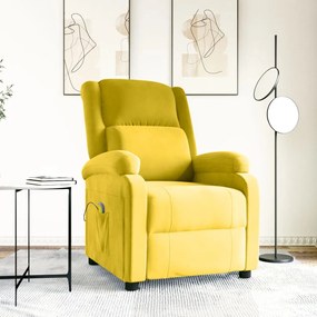 Poltrona de massagens reclinável veludo amarelo