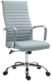 Cadeira de Escritório Giratoria 360° Inclinável com Altura Ajustável Rodas Apoio de Braços 54x62x104-114 cm Cinzento Claro
