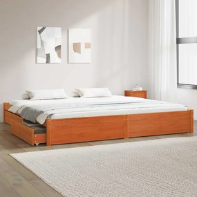 vidaXL Estrutura da Cama com gaveta Marrom Cera 200 x 200 cm