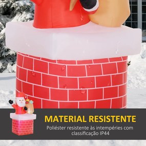 Pai Natal Insuflável com Sacos de Presente Saindo de uma Chaminé Decor