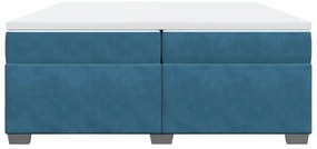 Cama com molas/colchão 200x200 cm veludo azul-escuro