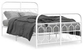 Estrutura de cama com cabeceira e pés 120x200 cm metal branco