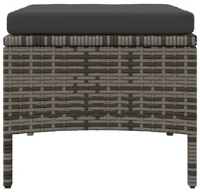 Sofá de jardim de 2 lugares com mesa e bancos vime PE cinzento