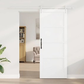 Porta Deslizante vidaXL com Conjunto de Ferragens Branca 83x211 cm Mad