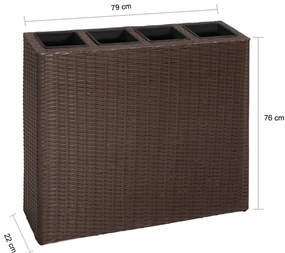 Floreira com 4 vasos vime PE castanho