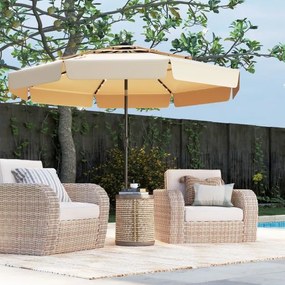Guarda-sol solar de 300 cm com 32 luzes LED, parte superior ventilada com 3 níveis e ajuste de inclinação - bege