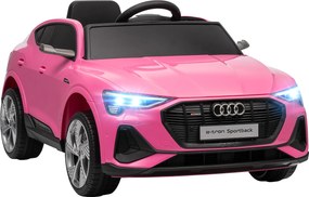 Carro Elétrico Audi E-Tron 12V com Faróis Buzina Música MP3 TF USB e Abertura da Porta 3-8km/h 108x60x47 cm Rosa