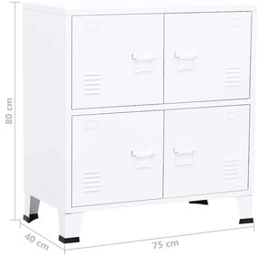 Aparador de arrumação industrial 75x40x80 cm aço branco