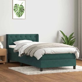 Cama com molas/colchão verde-escuro 80x220 cm veludo