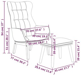 Cadeira de descanso com banco p/ pés tecido azul