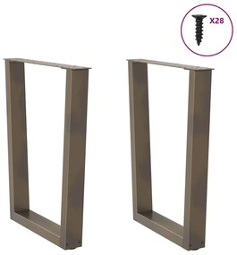 Pés para mesa de jantar em formato de V, 2 peças, aço natural, 70x(72-