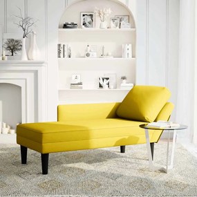 Chaise lounge c/almofada/apoio de braços direito veludo amarelo