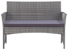 4 pcs conjunto lounge de jardim c/ almofadões vime PE antracite