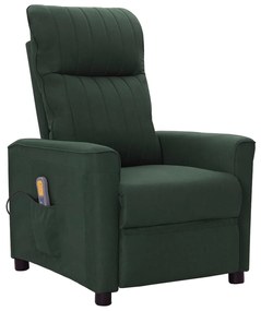 vidaXL Poltrona de massagens tecido verde-escuro