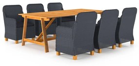 vidaXL 7 pcs conjunto de jantar para jardim cinzento-escuro