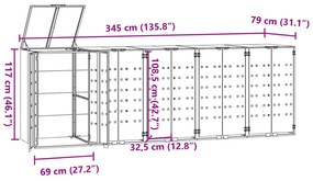 Abrigo para 5 caixotes do lixo 345x79x117 cm aço antracite