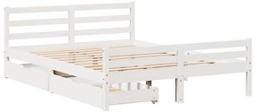Cama sem colchão 135x190 cm madeira de pinho maciça branco