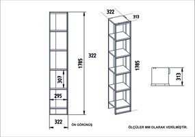 Estante Polka – Dourada e Preta – 32,2 x 178,5 x 31,3 cm