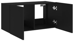 Móvel de parede para TV com luzes LED 80x35x41 cm preto