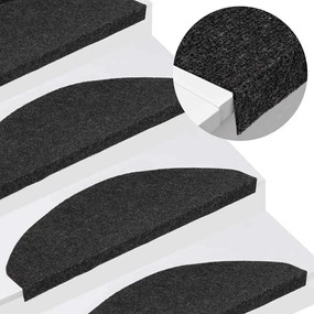 Tapetes de escada adesivos 30 pcs 65x22,5x3,5 cm preto