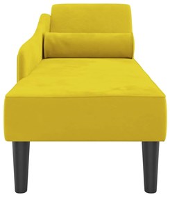 Chaise longue com almofadões veludo amarelo