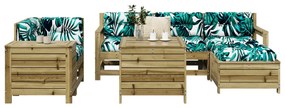 7 pcs conjunto sofás jardim madeira de pinho impregnada