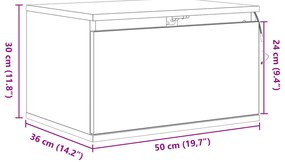 Criado-mudo vidaXL com LED montado na parede Carvalho Preto 50x36x30 c