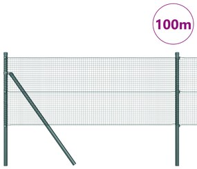 Cerca de Arame Soldado com 13 Postes Verde 0.4x100 m Aço