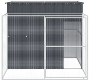Casota p/ cães c/ parque 214x253x181 cm aço galvaniz. antracite