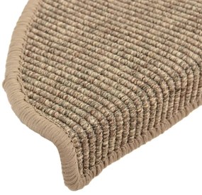 Tapetes de escada autoadesivos 15 pcs 65x21x4 cm bege-escuro
