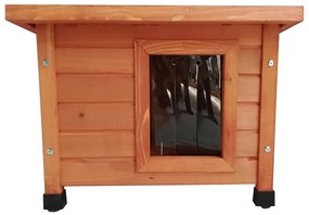 Casa p/ gatos de exterior XL 68,5x54x51,5cm madeira castanho