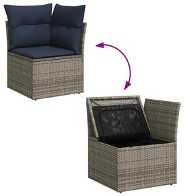 9 pcs conjunto sofás p/ jardim almofadões vime PE/acácia preto