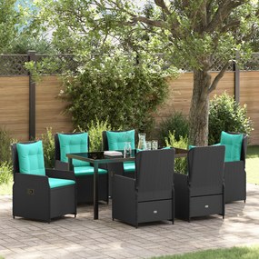 Conjunto de Jantar Jardim de 7 Peças Rattan PE Preto