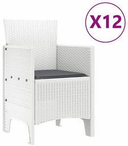 Conjunto de Jantar para Jardim 13 pcs Branco Grande Polyrattan