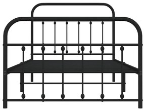 Estrutura de cama com cabeceira e pés 107x203 cm metal preto