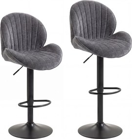 HOMCOM Lote de 2 Bancos de Bar, Altura Ajustável 62-83cm, Giratórias 360°, Assento Estofado, Encosto e Apoio para Pés, Cinza | Aosom Portugal