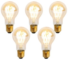Conjunto de 5 Lâmpadas LED Espiral Reguláveis E27 A60 Goldline 4W 270 lm 2200K