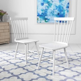 Conjunto de 2 cadeiras de jantar estilo Windsor com encosto alto ergonômico 47 x 52,5 x 96,5 cm Branco