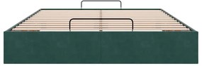 Estrutura de cama otomana sem colchão 140x200 cm verde escuro