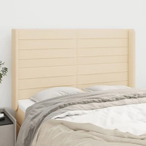 3119723 vidaXL Cabeceira de cama c/ abas tecido 147x16x118/128 cm creme