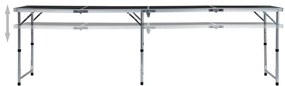 Mesa de campismo dobrável 240x60 cm alumínio cinzento