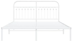 Estrutura de cama com cabeceira 160x200 cm metal branco