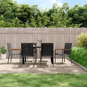 Cadeiras de jardim 6 pcs 55x61,5x90 textilene e aço preto