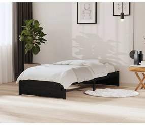 vidaXL Estrutura de cama 90x200 cm madeira maciça preto