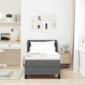 Cama Box Spring com Colchão Cinza Escuro 80x200 cm Tecido