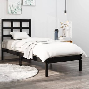 Estrutura cama pequena solteiro 75x190 cm madeira maciça preto