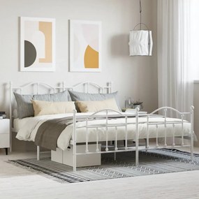 vidaXL Estrutura de cama com cabeceira e pés 160x200 cm metal branco