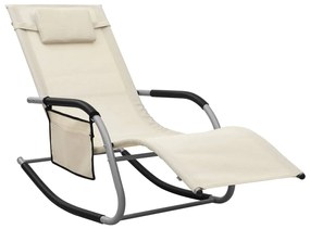 vidaXL Espreguiçadeira textilene cor creme e cinzento