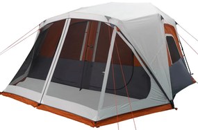 Tenda familiar LED 10 p. libertação rápida cinza-claro/laranja