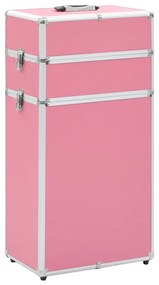 91820 vidaXL Trólei de maquilhagem alumínio cor-de-rosa